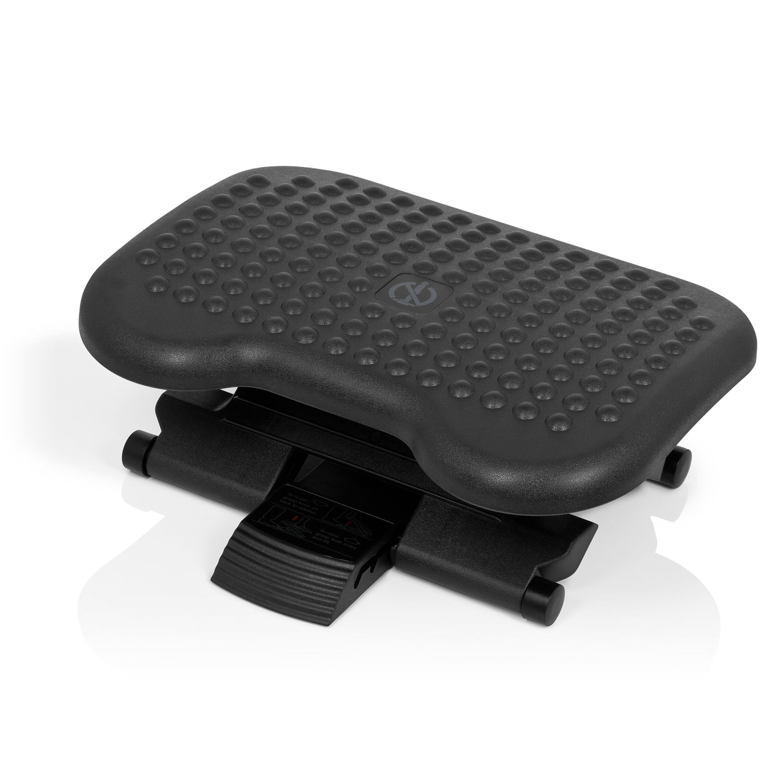 hjh OFFICE 721010 Reposapiés ergonómico PIEDINO Dot Antracita, Soporte para pies con Altura Ajustable, Apoyapiés con Efecto Masaje