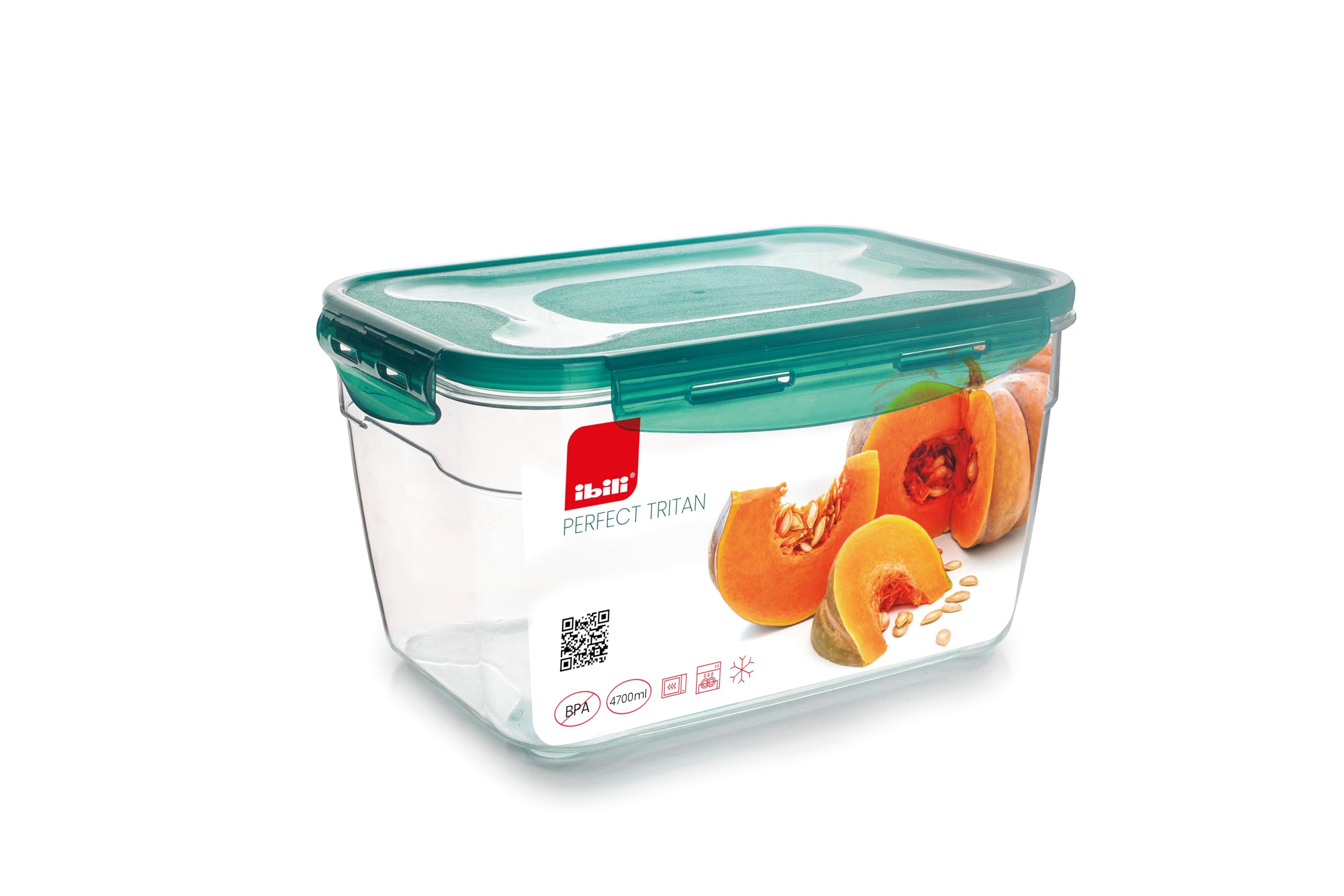 IBILI - Tritan 4700ML Container, airtight Sealed Container with BPA-Free Plastic lid, Fridge/Freezer Safe, Microwave and Dishwasher Safe.
