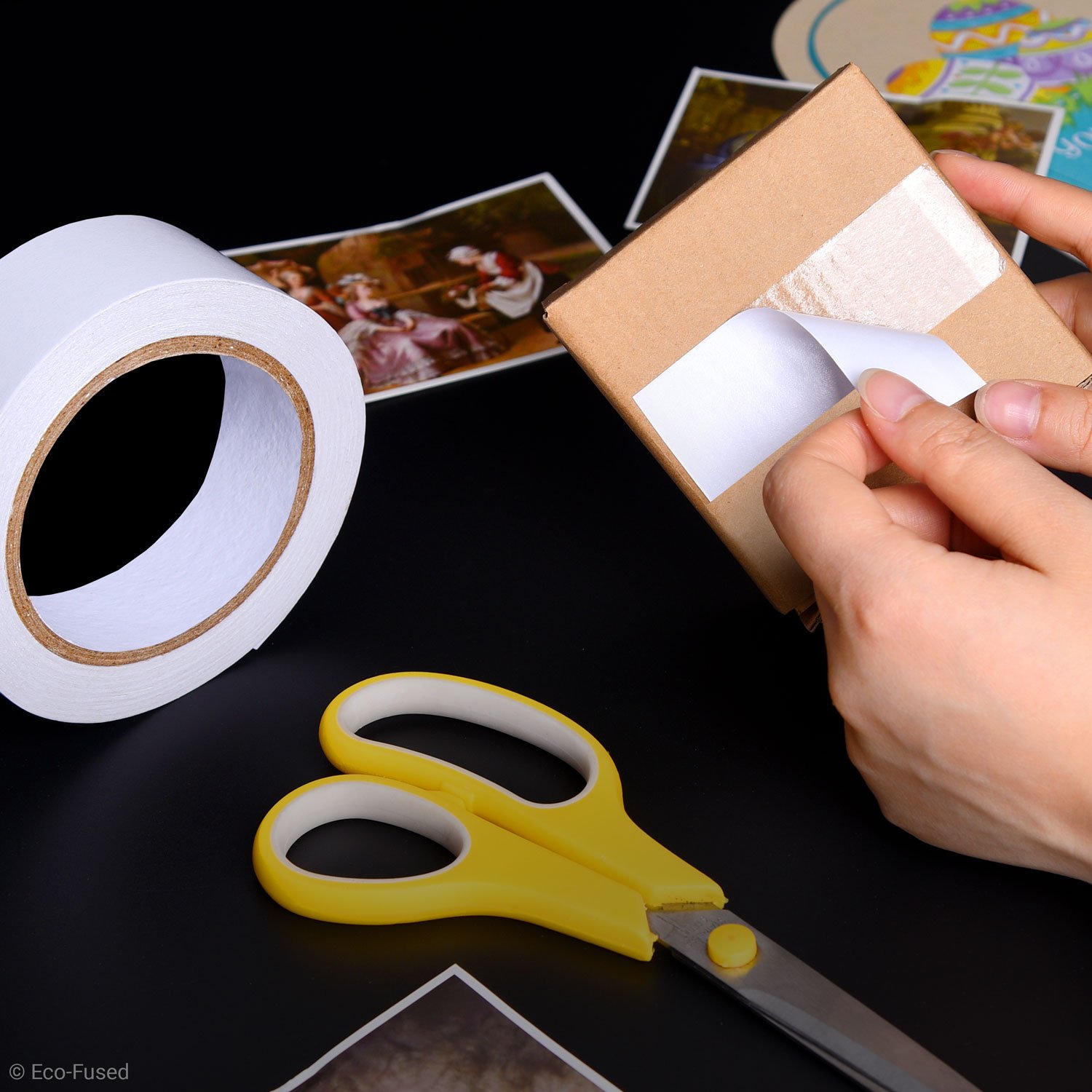 Eco-Fused Dwustronna taśma klejąca premium – szerokość: 40 mm – długość: 25 m – do sztuki i rzemiosła, DIY i biura – szybkie i łatwe zastosowanie na papierze, szkle, tworzywie sztucznym, drewnie