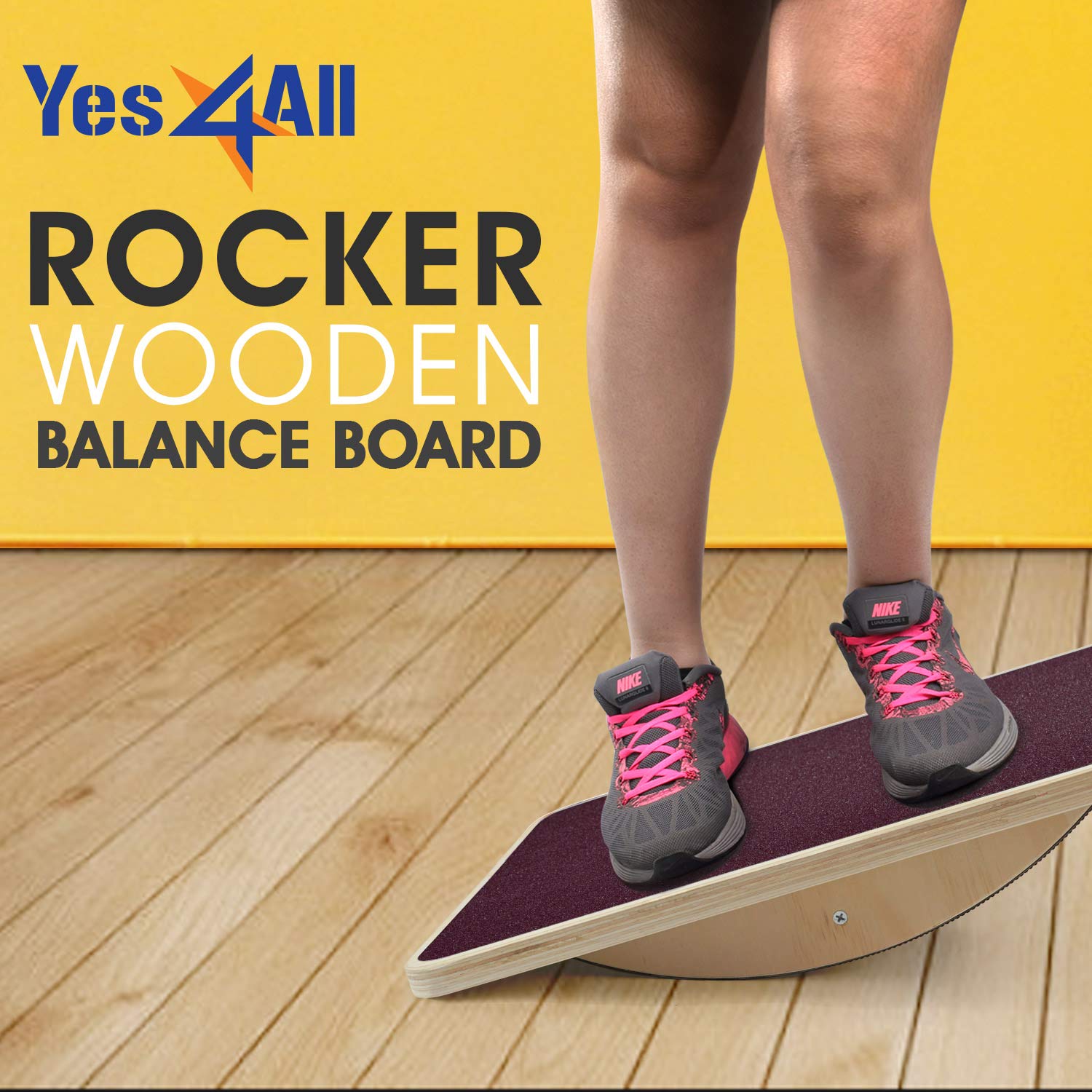 Yes4All Planche d'équilibre oscillante en plastique 40 cm, surface oscillante pour renforcement musculaire et entraînement à domicile