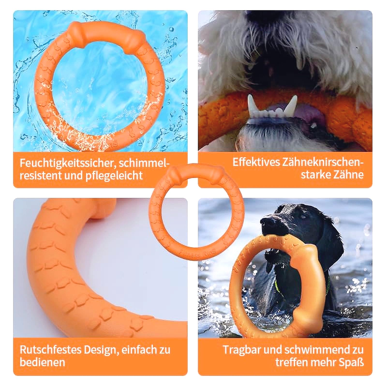 LaRoo Hundespielzeug Hunde Frisbee Hundefitness Ring - Unzerstörbare Flugscheibe Extra Dick - Schwimmendes Hundespielzeug für Outdoor, Training, Sommeraktivitäten für Große Hunde (Orange)
