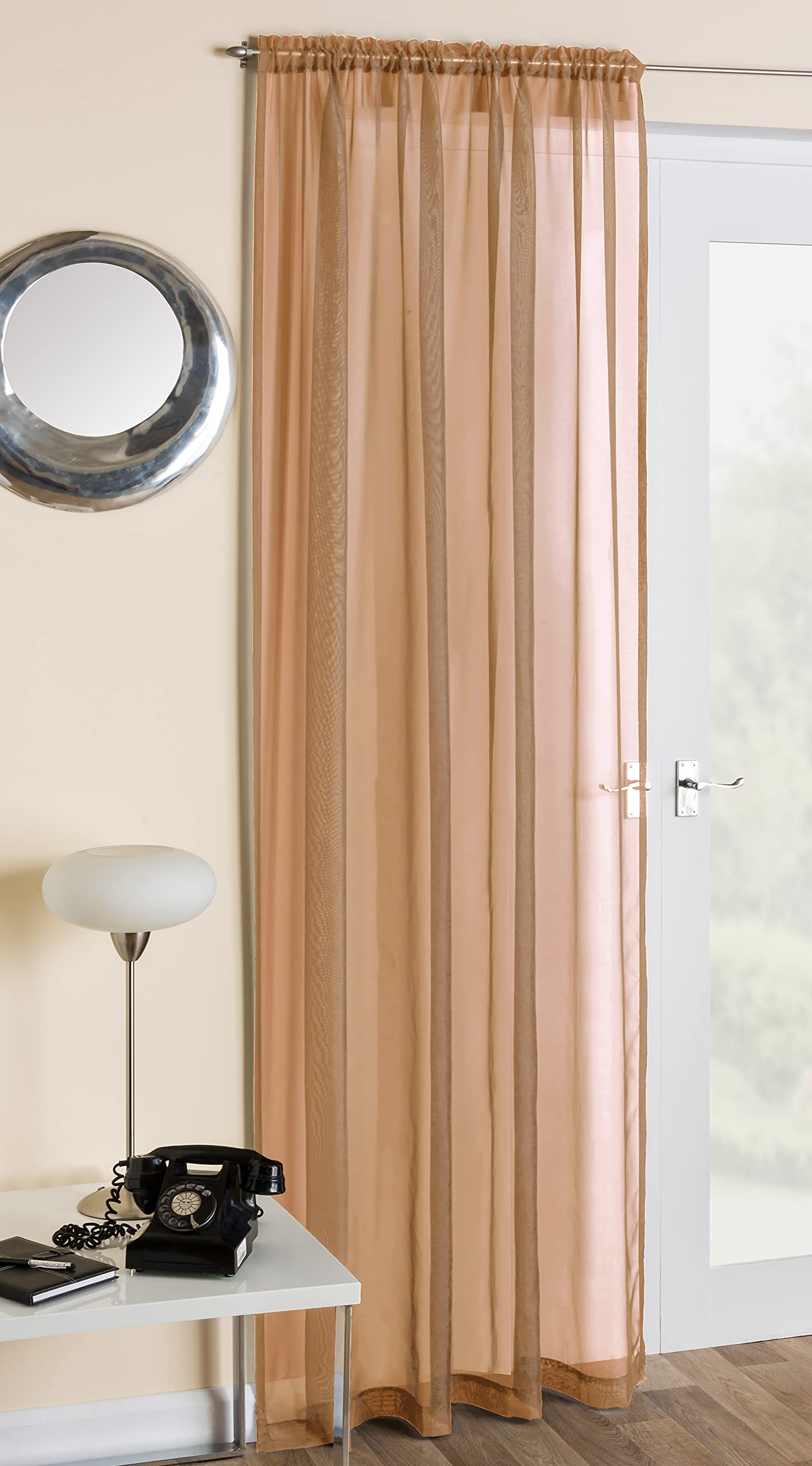 1 Single Plain Voile Curtain Panel Net Curtains Slot Top Road Pocket Header 14 Colours (Coffee, 90)