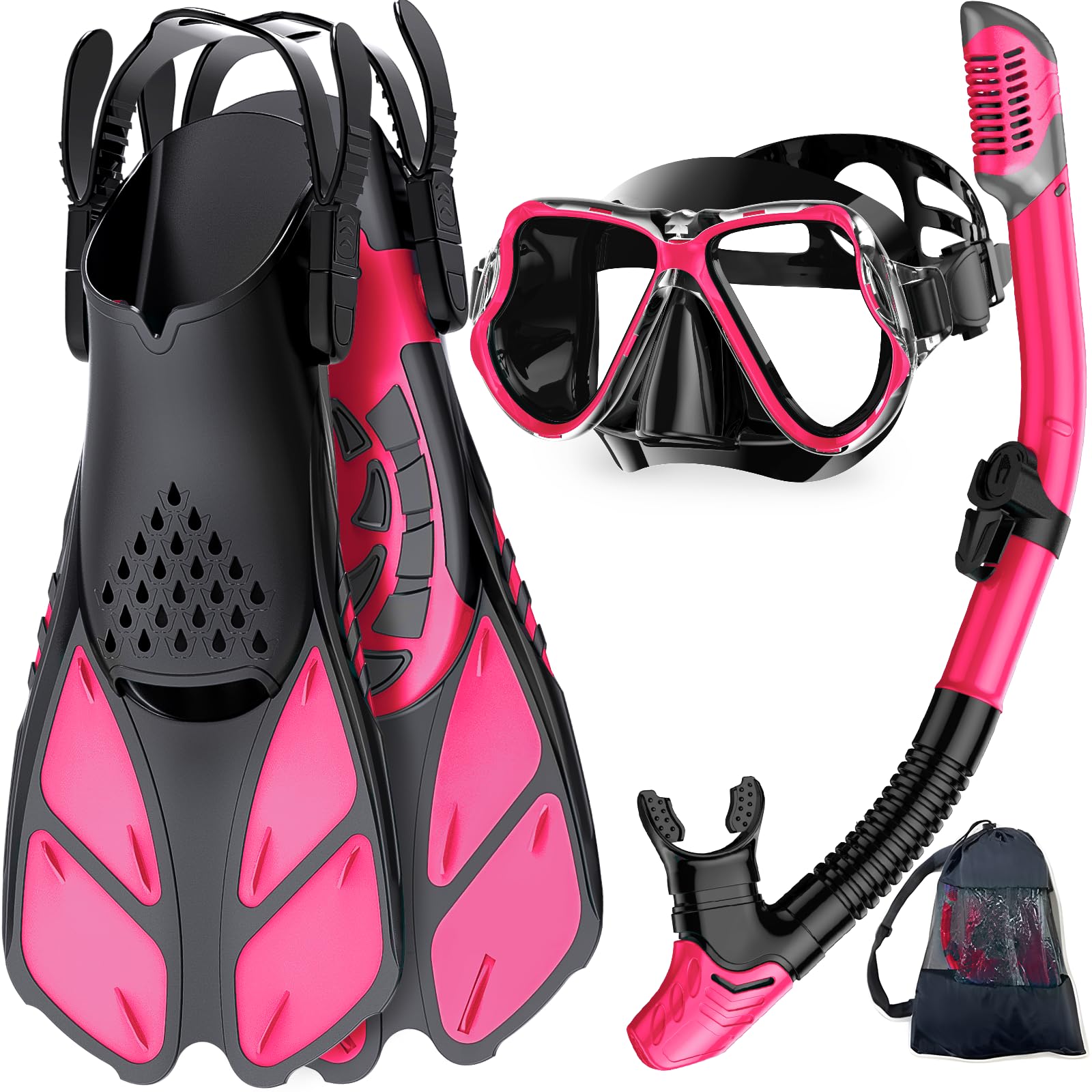 Zenoplige Snorkel Set Adults with Flippers, Snorkel Mask with Adjustable Swim Fins, Snorkelling Packages with Carrying Bag for Beginners and Snorkelers — image 1