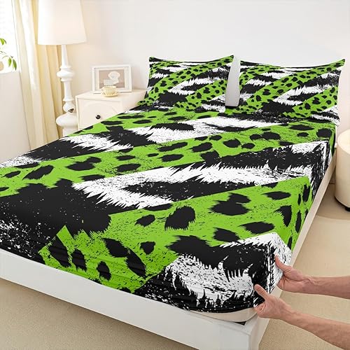 Miniatura 8 de Sábana bajera ajustable con estampado de leopardo marrón, decoración de lujo para habitación de niños y niñas, funda de cama abstracta de piel de