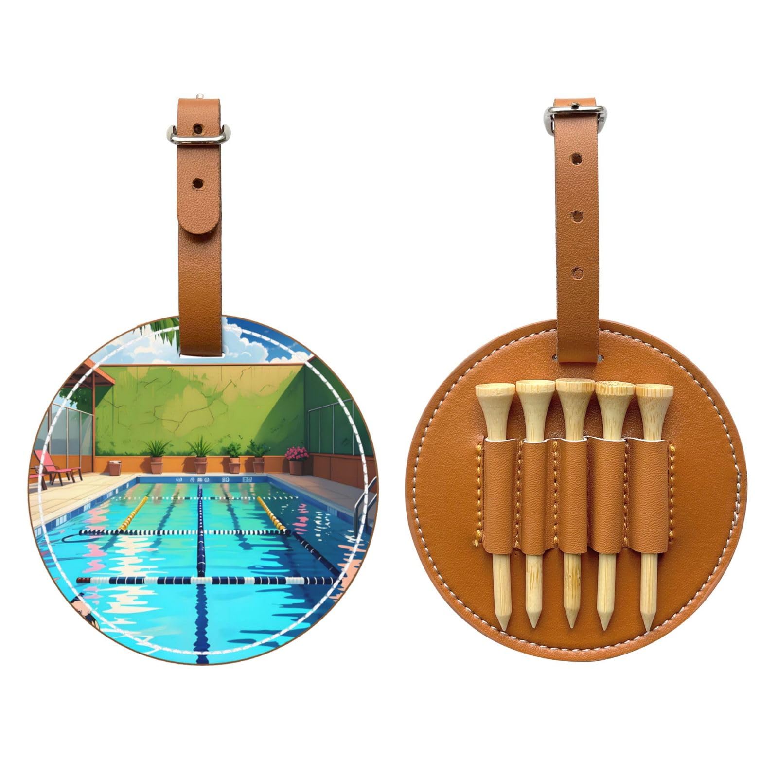 WXXWXD Flamingo and swimming pool Printed Golf Tee Storage Bag - Portable Storage, Easily Organize Tees