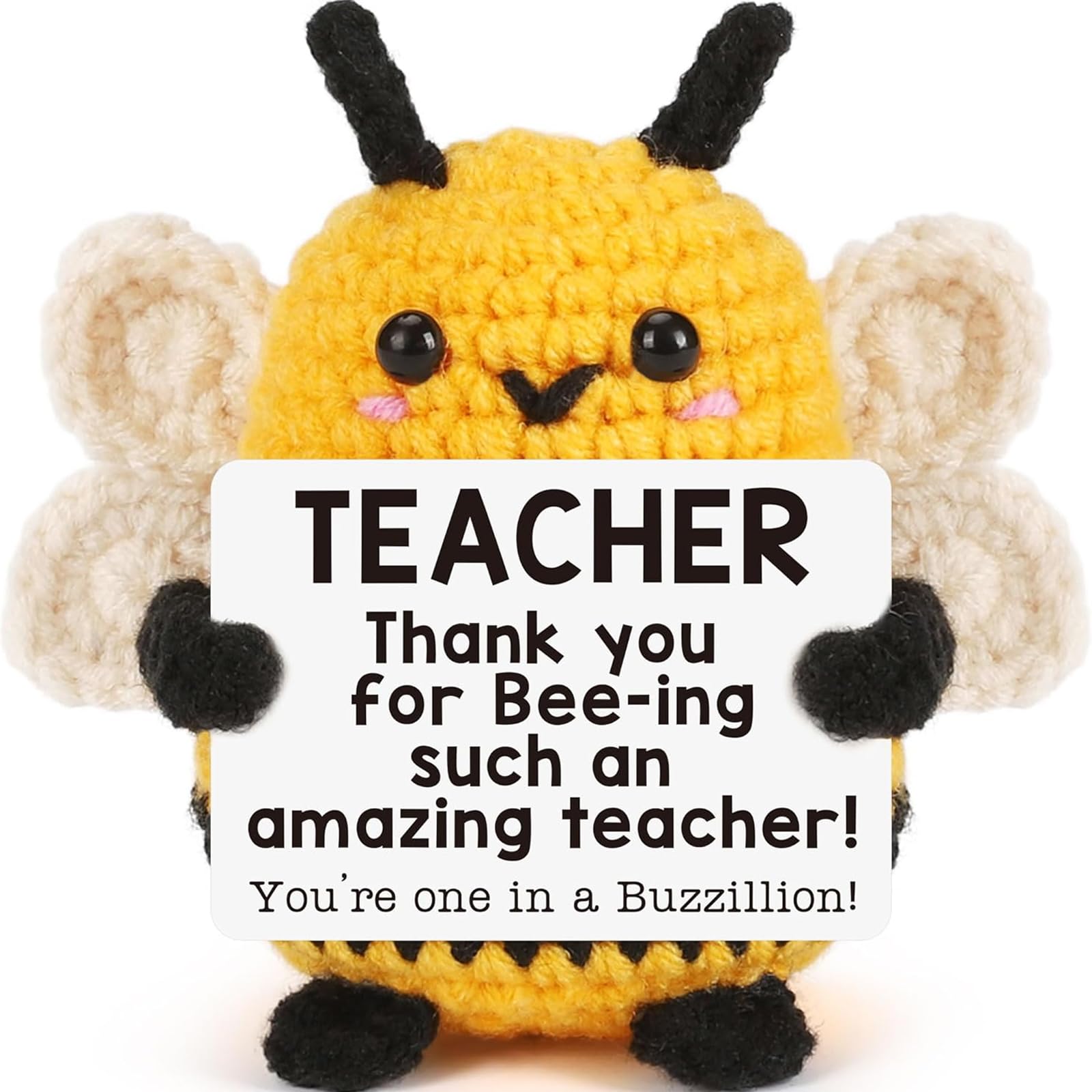 Yunvisty Graduation Gifts Thank You Teacher Gifts Mini Crochet Bee Graduation Decorations Emotional Positive Crochet Cute Handmade Doll with Card Thank You for BeeIng Such an Amazing Teacher