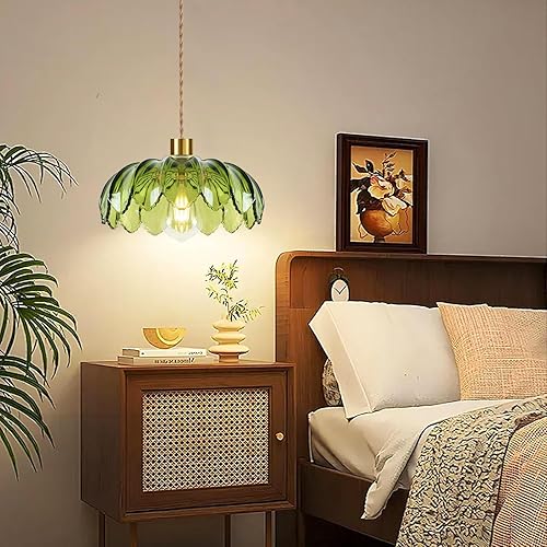 Miniatura 3 de Lámpara colgante enchufable con cable enchufable, lámpara colgante bohemia de cristal dorado de mediados de siglo, moderna, vintage, regulable, flor