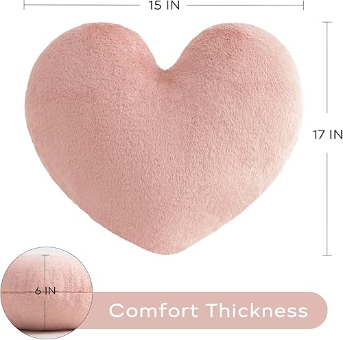 Miniatura 9 de Ashler - Almohadas con forma de corazón rojo, de piel sintética, de conejo 3D, esponjosas, decorativas, lindas almohadas de felpa suave, regalo para