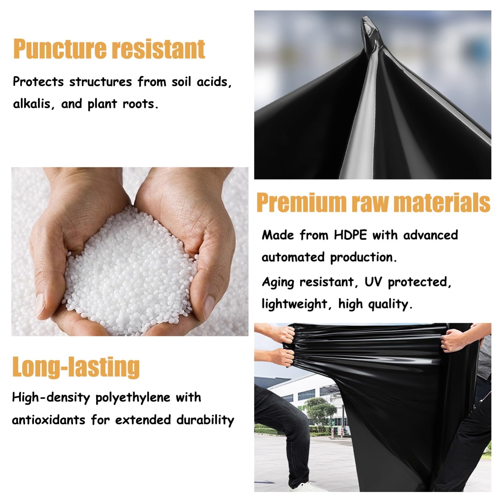 Lona Estanque 2x2m/6.56x6.56ft,Duradero,Impermeable,Apto para Estanques de Peces,Fuentes de Jardín y Lagunas;HDPE de 0,15 mm,Apto para Todas Las Estaciones