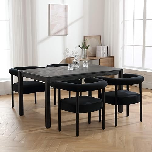 Miniatura 6 de Mid-Century - Juego de 2 sillas de comedor modernas con reposabrazos de barril, sillas de comedor laterales con respaldo curvo, sillones tapizados