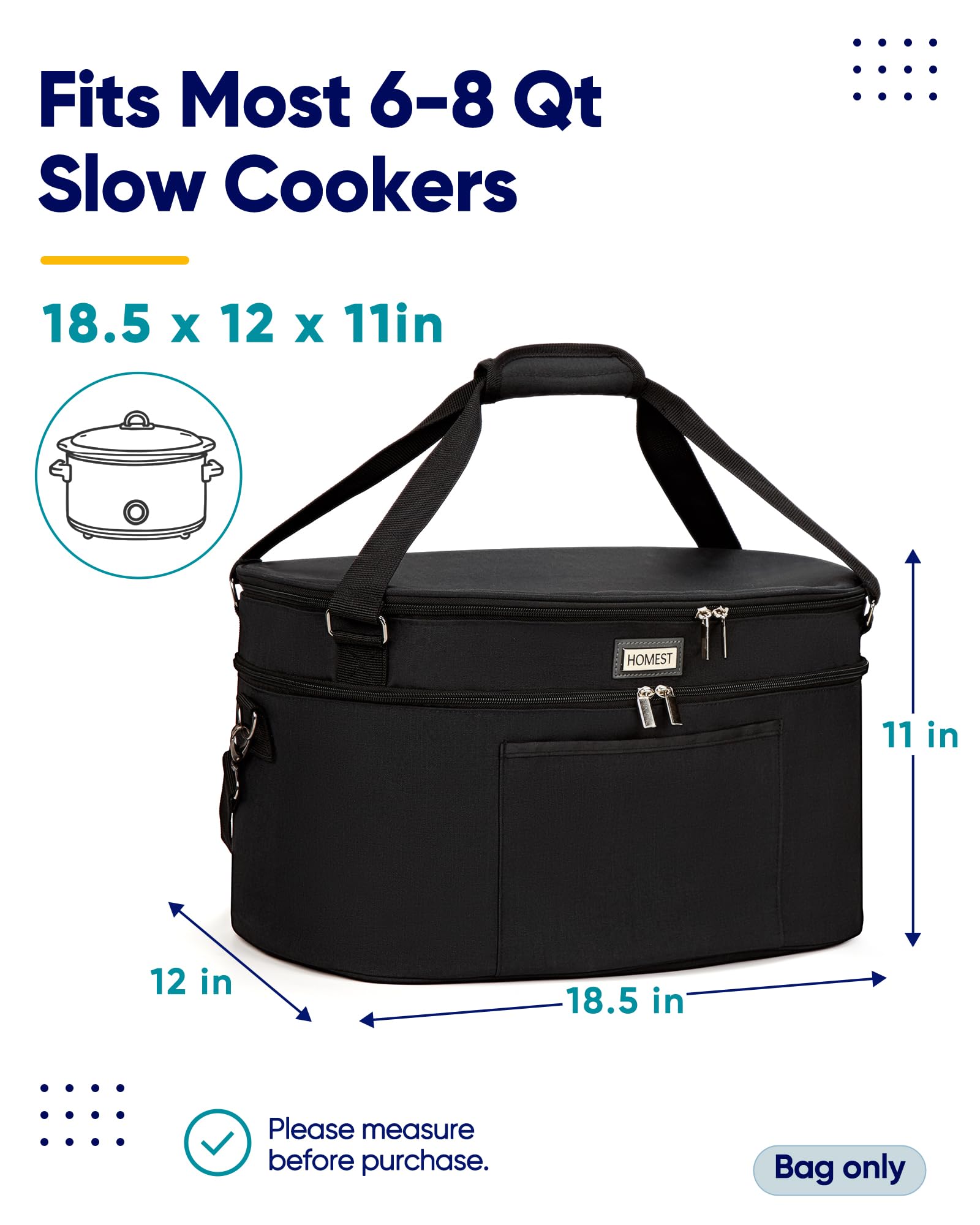 Insulated Slow Cooker Carrier - Keep Meals Warm on the Go -3