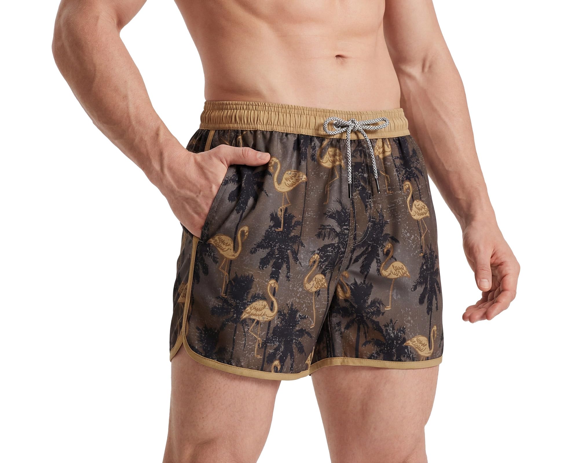 MaaMgic Herren Badeshorts Vintage Retro Boardshorts Schnelltrocknend Kurz Badehose Schwimmhose mit Mesh-Futter und Verstellbarem Tunnelzug