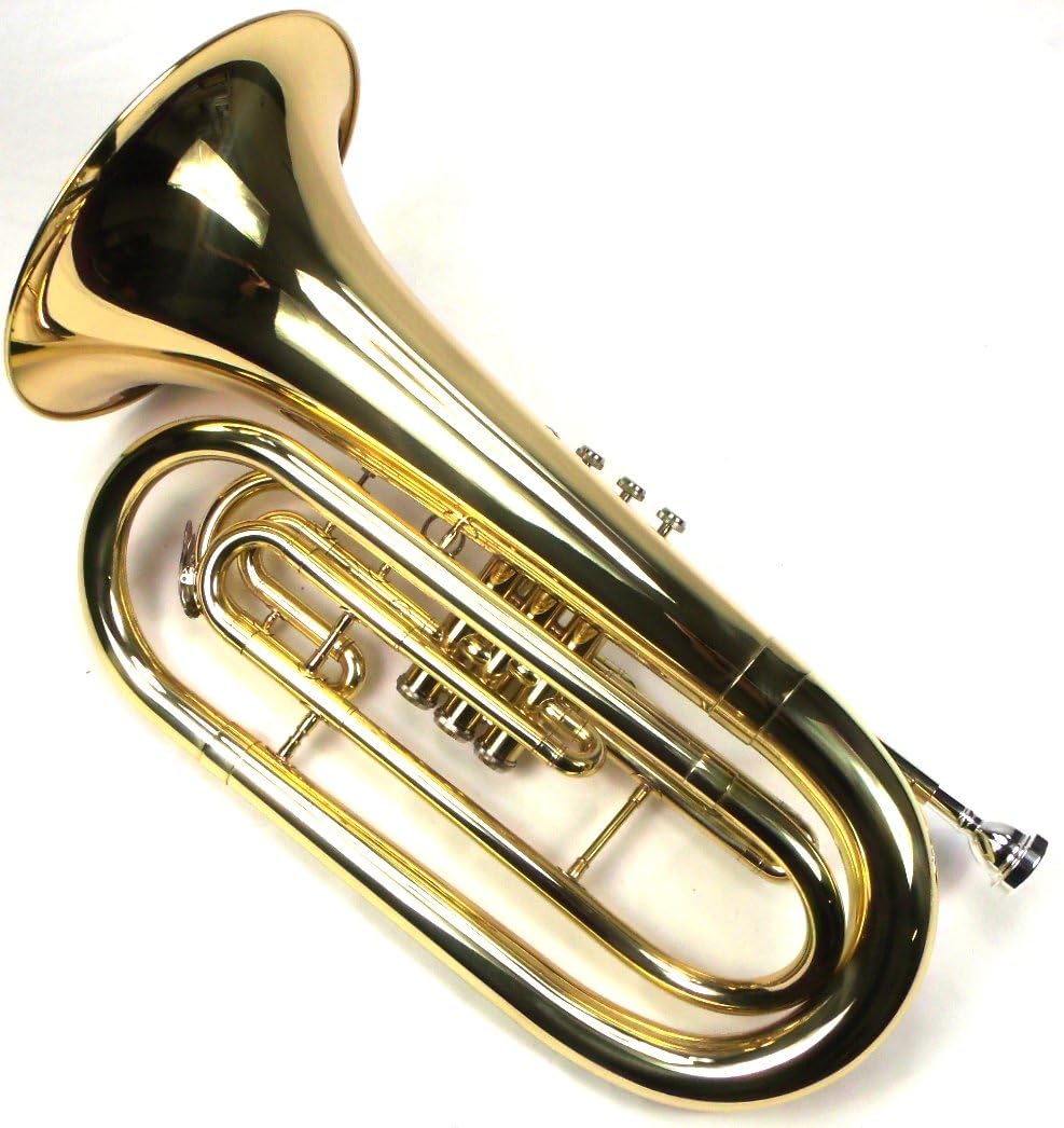 Advanced Monel Pistons Marching Baritone Key of Bb w/Case & Mouthpiece-Gold Lacquer Finish : Musical Instruments