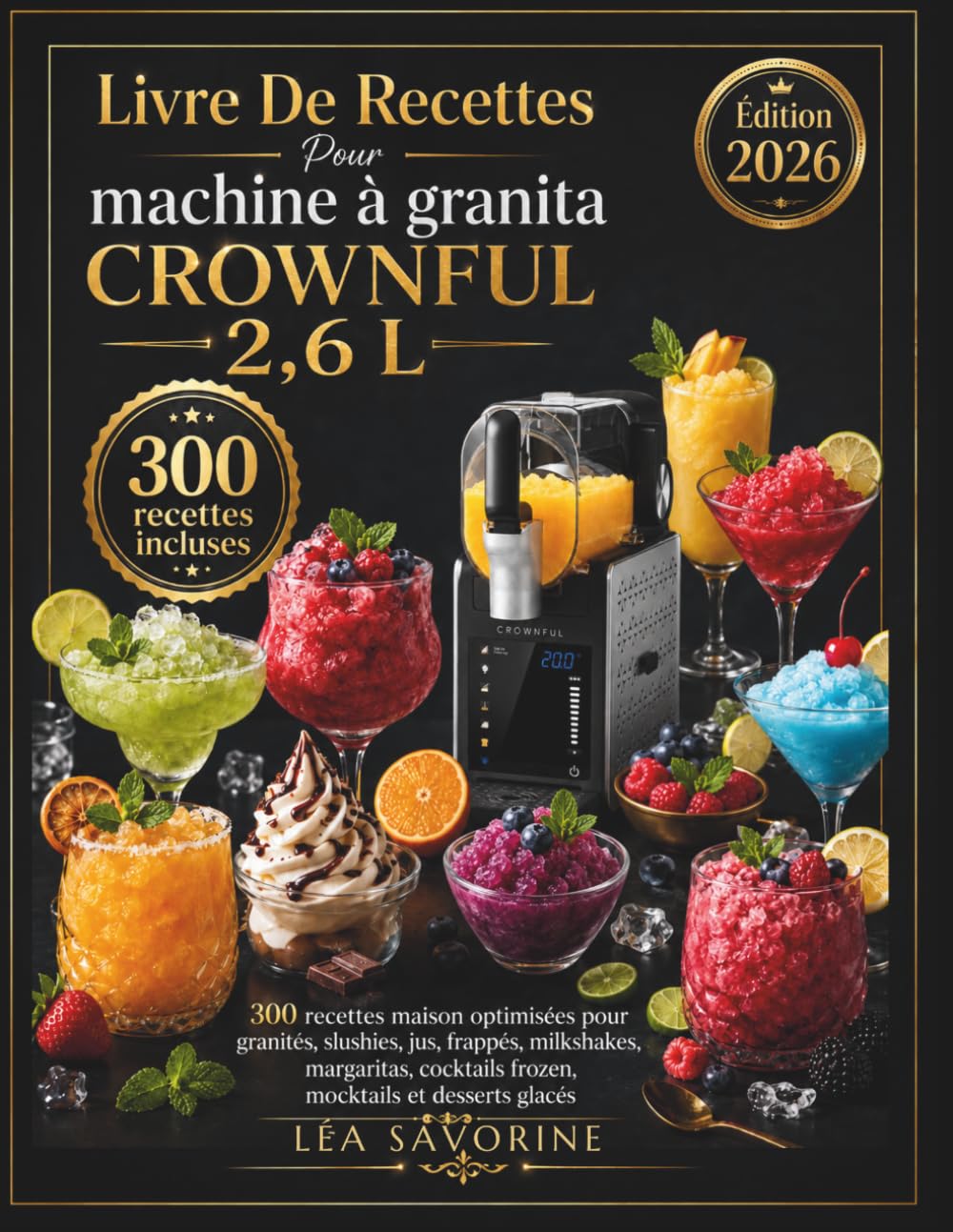 Livre De Recettes Pour machine à granita CROWNFUL 2,6 L: 300 recettes maison optimisées pour granités, slushies, jus, frappés, milkshakes, margaritas, cocktails frozen, mocktails et desserts glacés