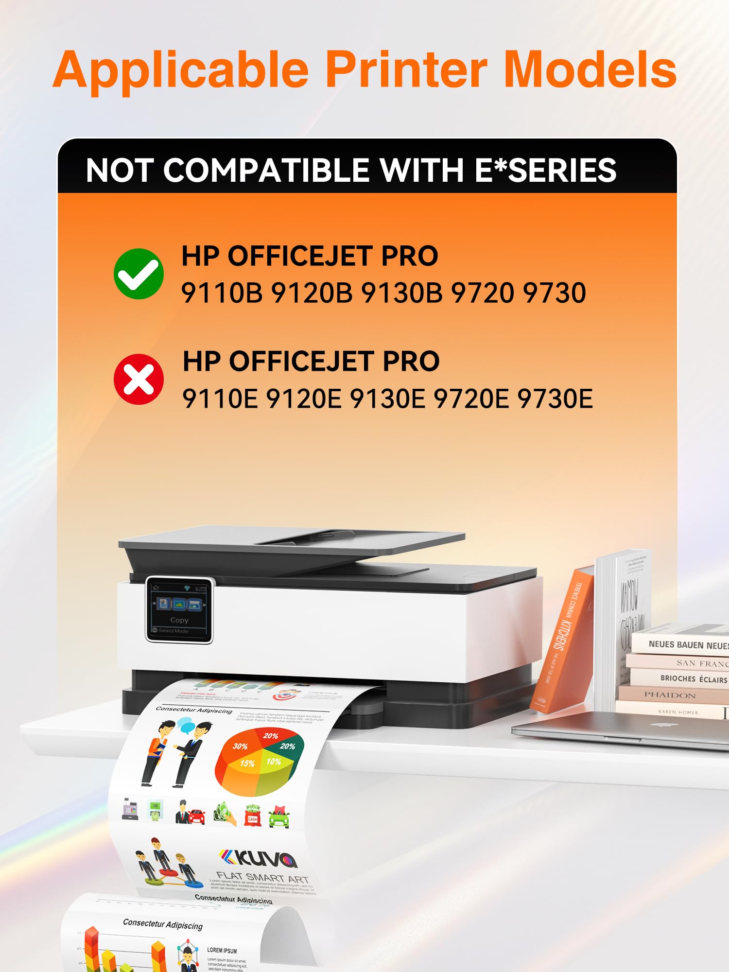 Lot 5 Cartouches 937XL Compatibles HP 937e - Pour OfficeJet 9110b, 9120b, 9130b, 9720, 9730