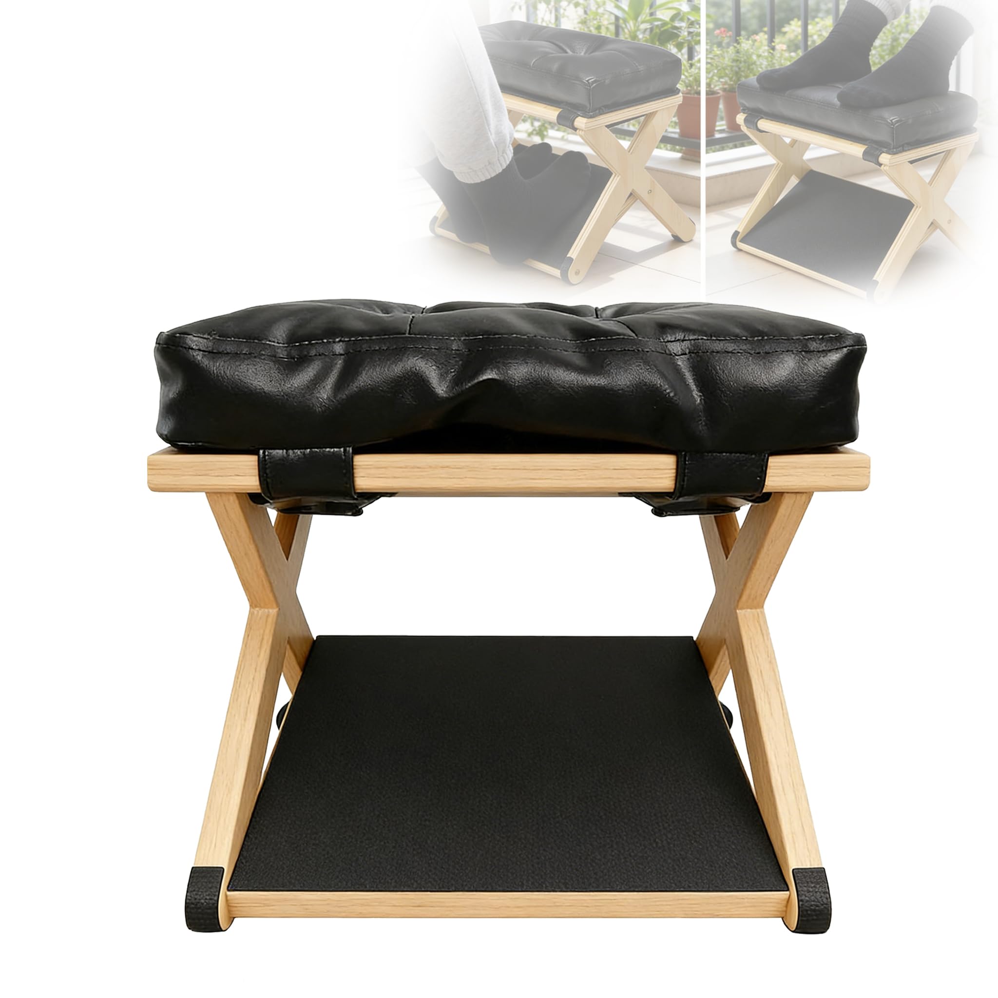 Sgabello Poggiapiedi Ergonomico A Due Livelli Inclinato in Legno Formato Compatto E Resistente Ufficio Casa Appartamento Poggiapiedi da ScrivaniaBlack,13 * 9.1 * 10.06 inch
