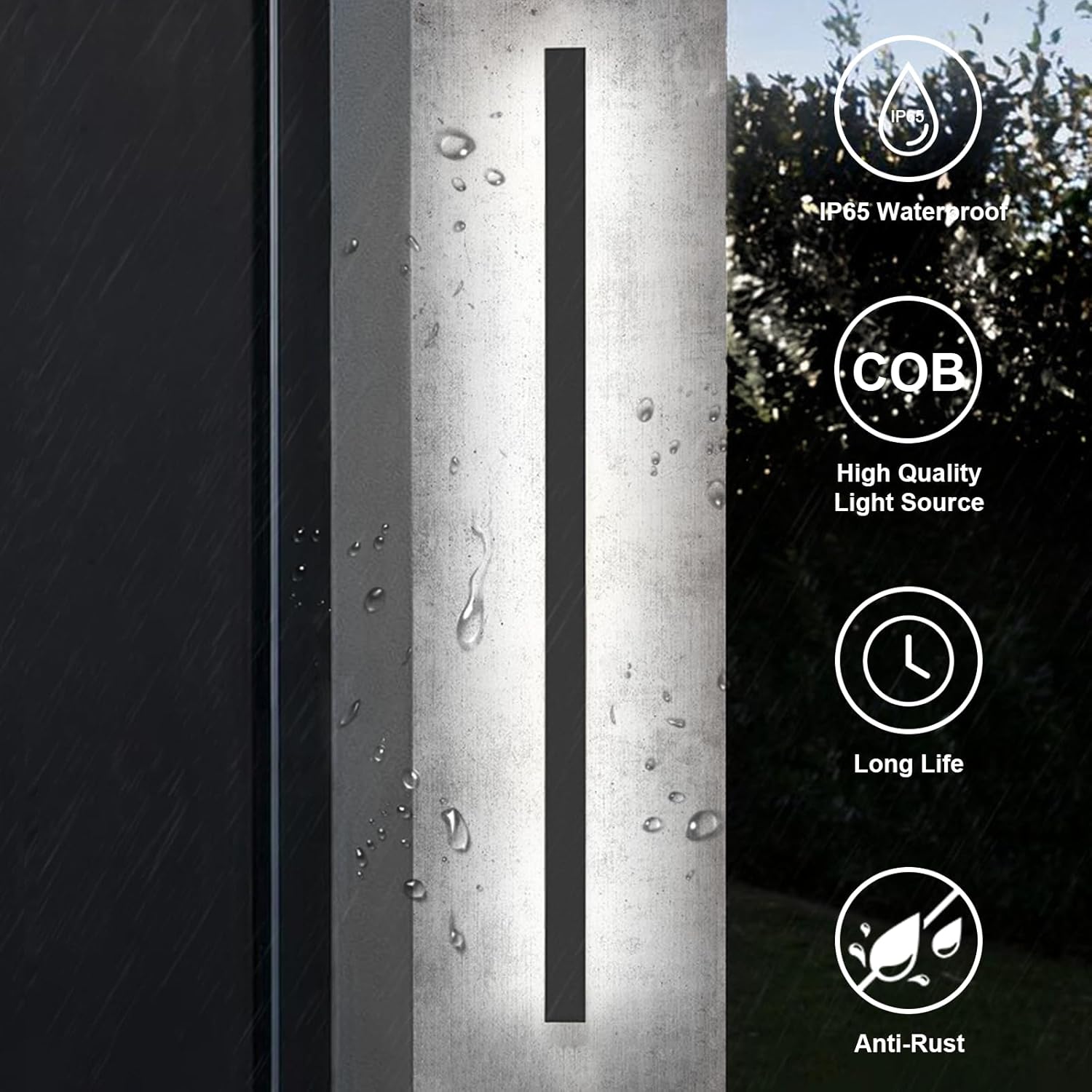 2 Pack 39.4Inch Outdoor Wall Lights, Modern Outside Linear Wall Light, Dimmable LED Outdoor Lights for House, Black Exterior Wall Sconce for Porch Doorway Patio Garage Garden