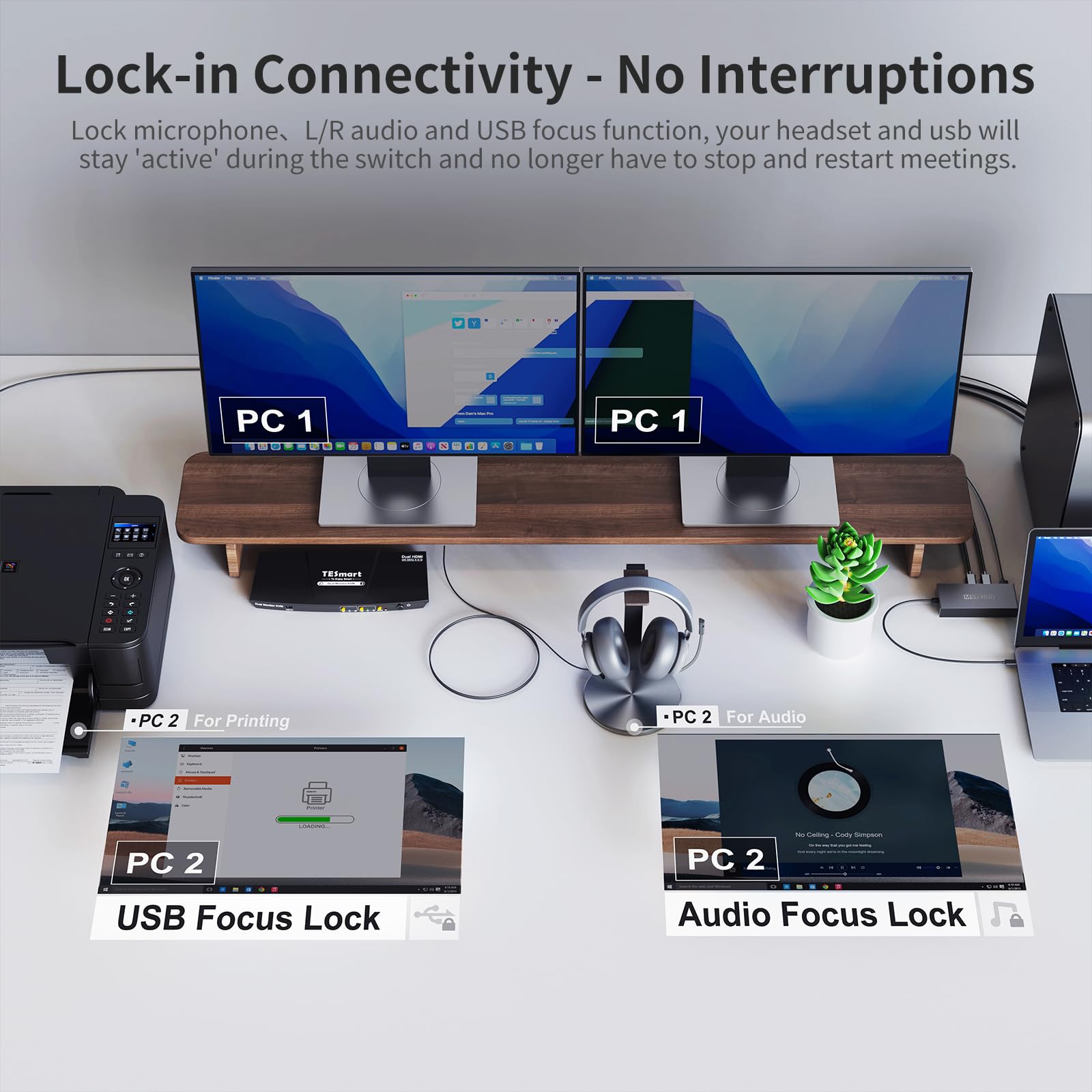 Amazon.co.jp: TESmart PAP KVMスイッチ モニター2台 コンピューター