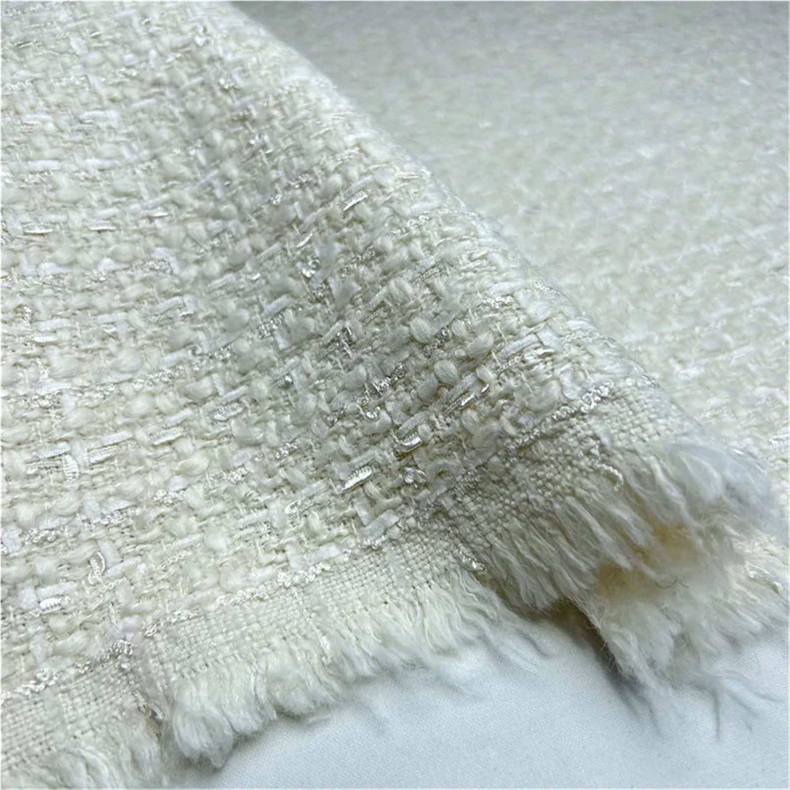 Tissu Tweed for Manteaux Robes Blanc 100cm