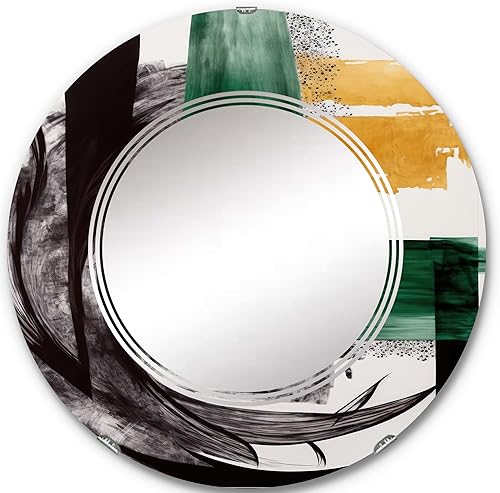 Miniatura 8 de Modern Green Art Deco VI- Vanity Mirror, Bathroom Mirrors, Wall Mirrors for Living Room, Bedroom - Round Mirror - Large 24'x24', 32'x32'