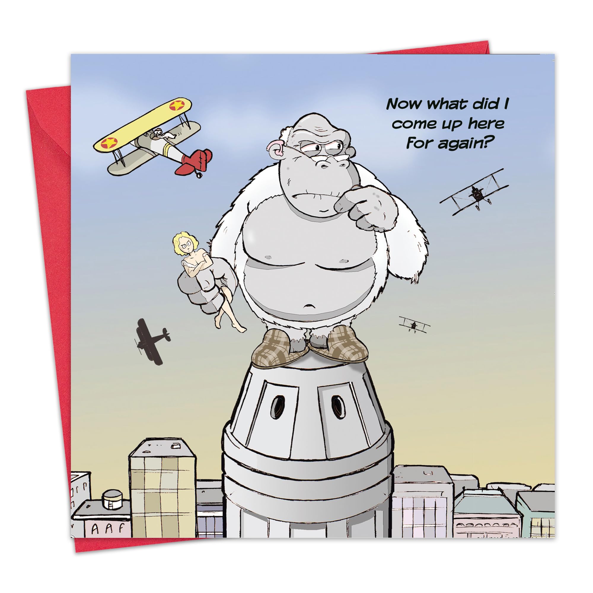 Twizler Funny Card With Gorilla And Planes For Oldies – Blank Card - Happy Birthday Card – Humour Card – Retirement Card - Good Luck Card – Goodbye Card - Fathers Day Card