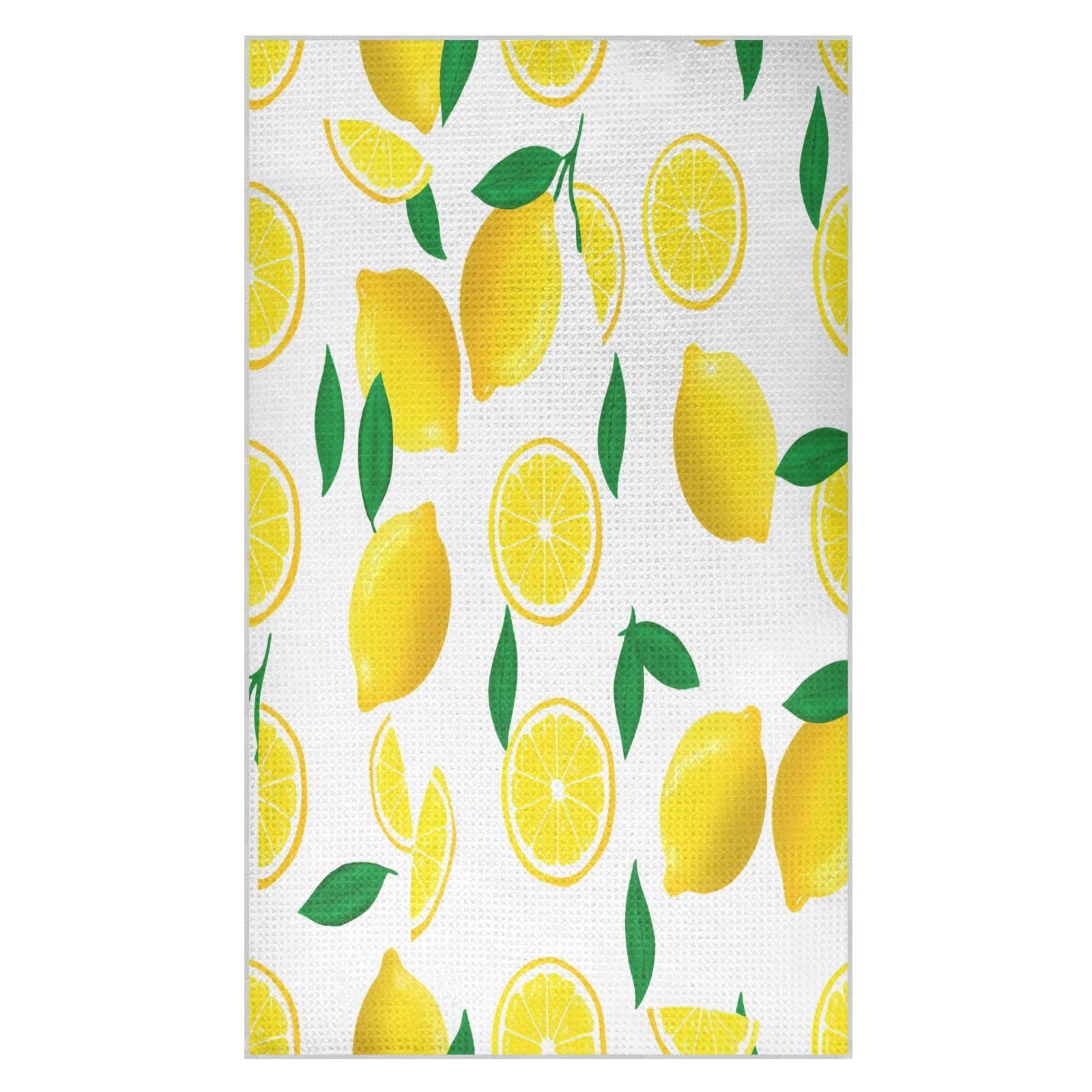 BURSTDDY Yellow Lemons Kitchen Towels,Absorbent Dish Towels 1 Pack