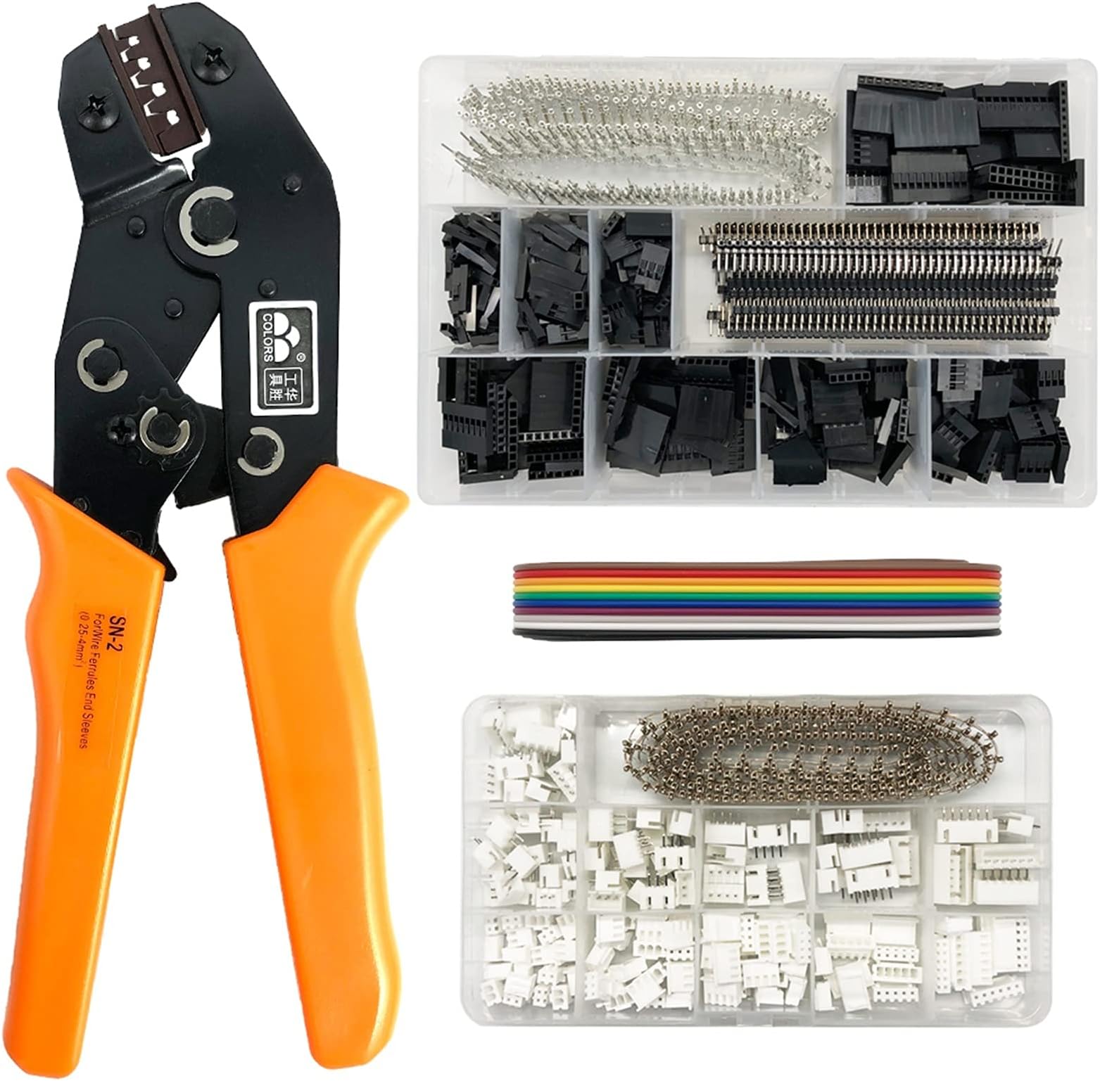 Hand Crimping Tools Connector Crimping Tool SN-2 Pliers Set XH2.54 SM Plug Spring Clamp For JST ZH1.5 2.0PH 2.5XH EH SM Boxed Kit Maintain Standard Pressure Line(Sn 2 460pcs 1550pcs)