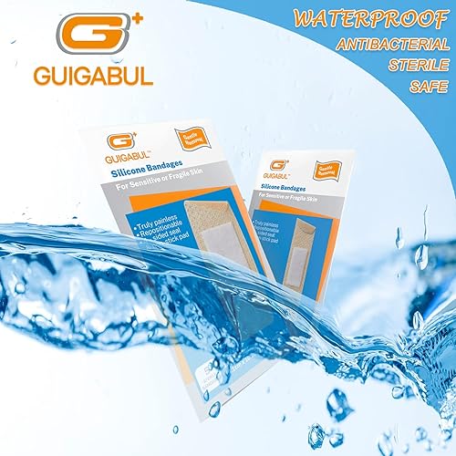 Miniatura 5 de Silicone Adhesive Bandages for Sensitive Fragile Skin Various Sizes - Latex Free Bandaids for Kids and Elderly by G+ GUIGABUL 50 ct (0.75"x3") + 20