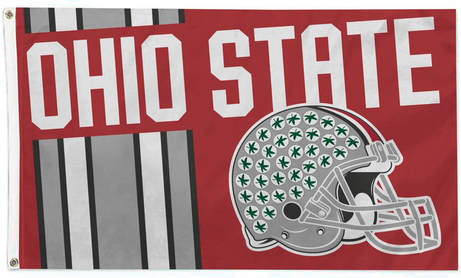 FANMATS Ohio State University Red Home Flag | 3ft x 5ft | "Ohio State" with Helmet