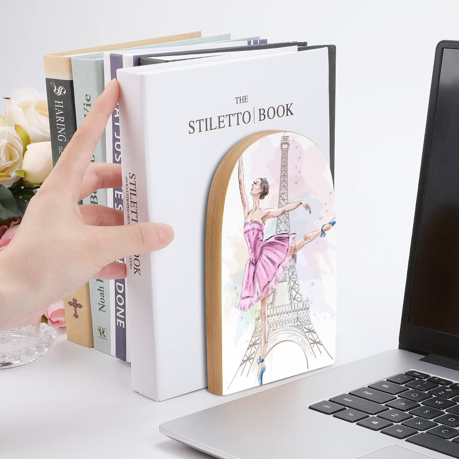 Lot De 2 Serre-livres En Bois De Hêtre Naturel - Range Livres Antidérapant Pour Bureau Et Bibliothèque