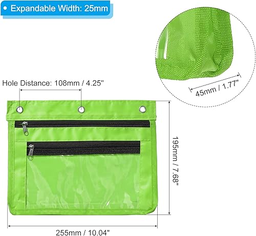 Miniatura 2 de PATIKIL Estuche expandible para lápices de 3 anillos, 1 paquete de tela Oxford de gran capacidad con cremallera, estuche para oficina y hogar, color