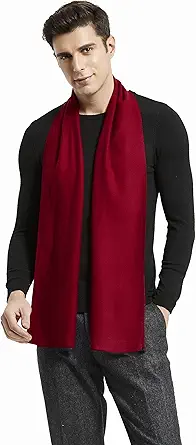 Men's Classic Winter Wool Scarf - Extra Long Solid Color, Soft & Warm
