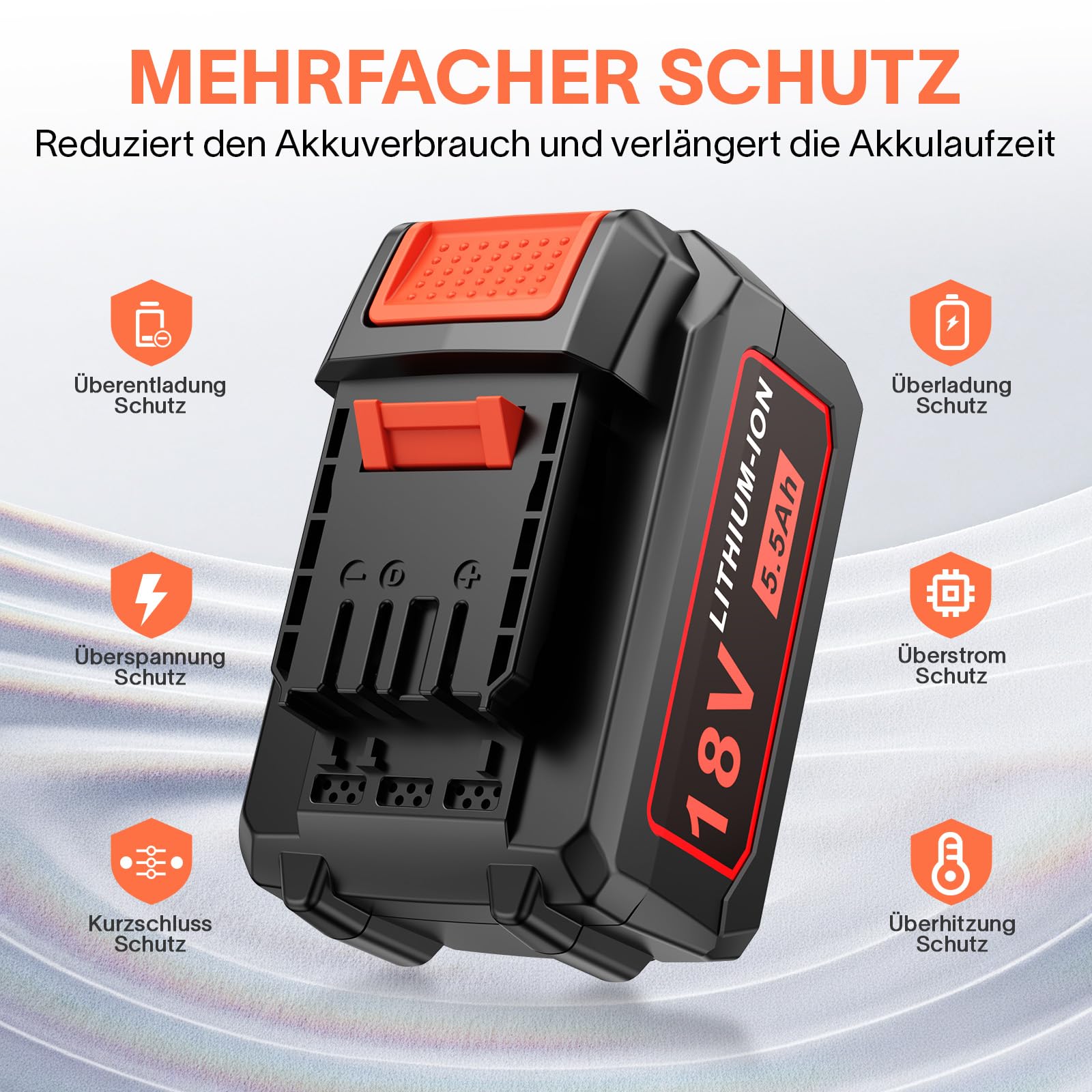 Batteria agli ioni di litio da 18 V, 5500 mAh, per attrezzi Flex AP, FL1850, batteria di ricambio 445894, con indicatore di carica