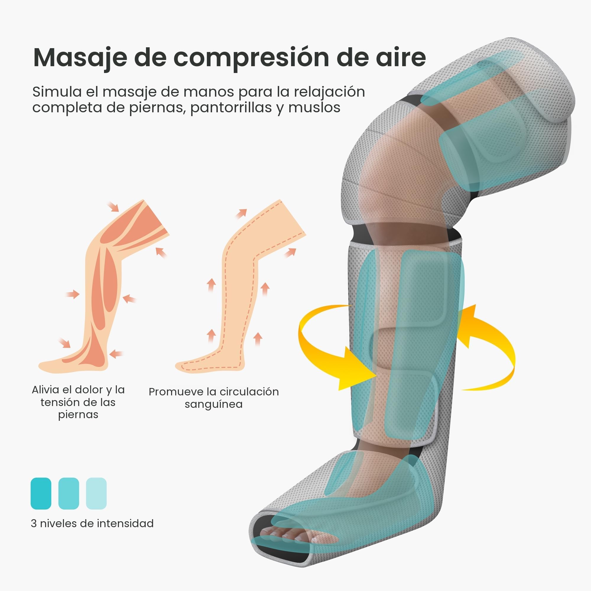 Snailax Masajeadora de Piernas con Compresión, Masajeador de Rodillas y Pantorrillas con Calor, 4D Masajeador Piernas Tejido Profundo Amasamiento, Regalos para Mujeres Hombres,Gris