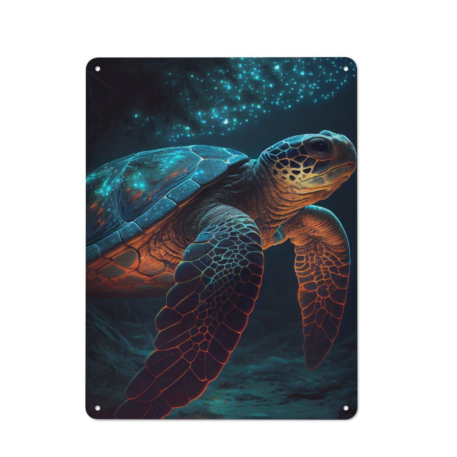 Junmoney Turtle Animal Glowing Industrial Metal Wall Sign 40X30cm Featuring Urban Room Decor For Loft, Studio, Office Or Creative Room