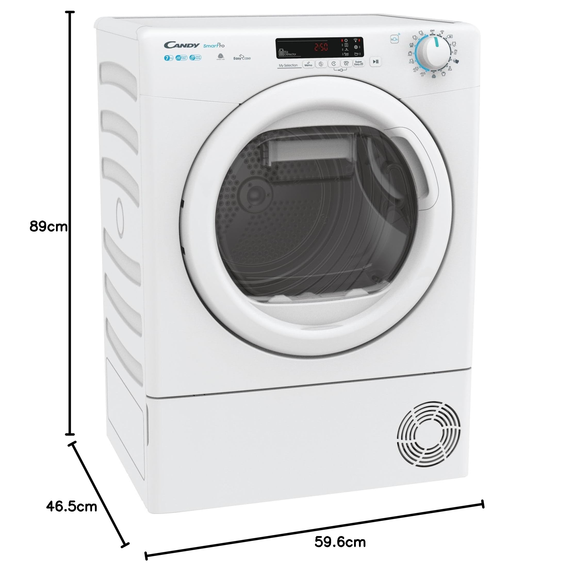Candy Smart Pro Slim Asciugatrice Slim 7 Kg, Pompa di Calore, Libera Installazione, Classe A+, Connessione Wi-Fi + BLE, Controllo da App, Avvio Programmabie, 59,6 x 46,5 x 85 cm, Bianca - CSO4H7A1DE-S