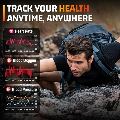 Miniatura 4 de Relojes inteligentes militares para hombres, llamadas Bluetooth AMOLED de 2.06 pulgadas, IP68 con monitor de sueño, podómetro, más de 110 modos