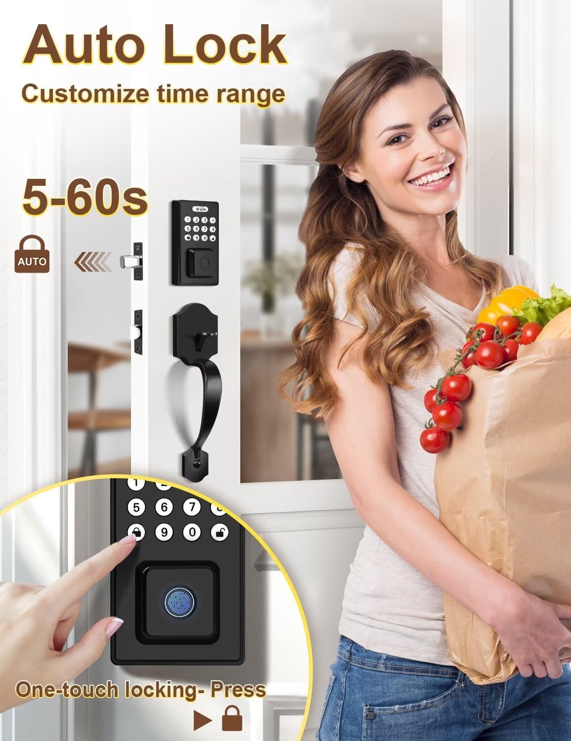 【新品未使用】指紋認証型　スマートフロントドアロック Amazon.co.jp: Tinewa フロントドアロックセット 指紋エントリードア