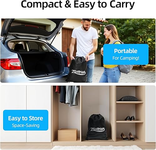 Miniatura 6 de Colchón de aire Queen con bomba integrada, colchón inflable de 18 pulgadas de comodidad, superficie mejorada, cama de aire portátil con almohada,