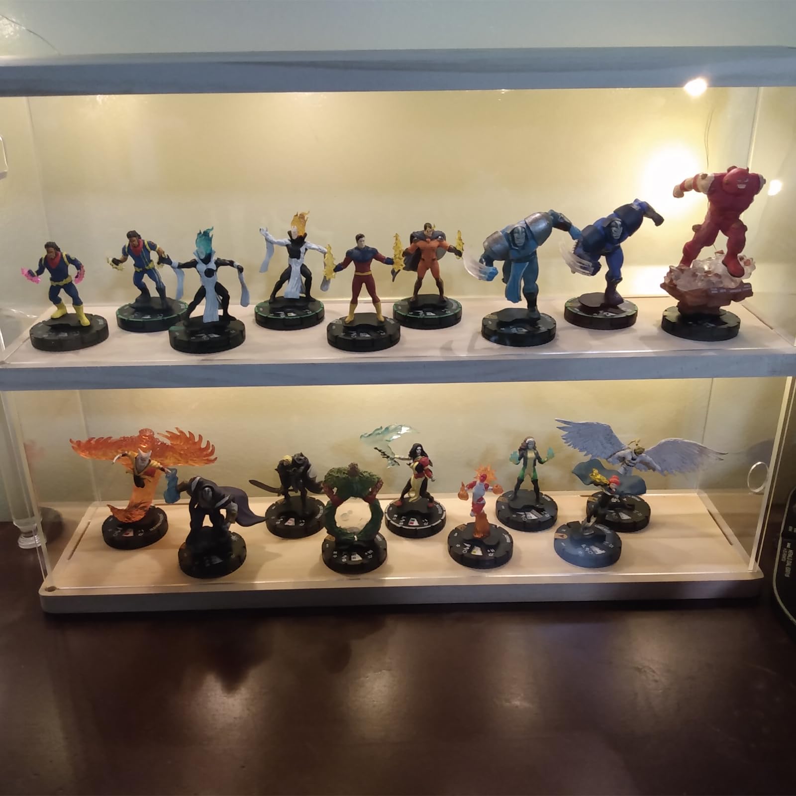 Acryl Vitrine Schaukasten für Funko Pop 11.5cm Figur, Transparente Acrylbox Präsentationsbox für LEGO Minifiguren Popmart Sammlerstücke für Playmobil DFB WM Sammel Actionfiguren, Weiß 39.5x9.6x27.5cm