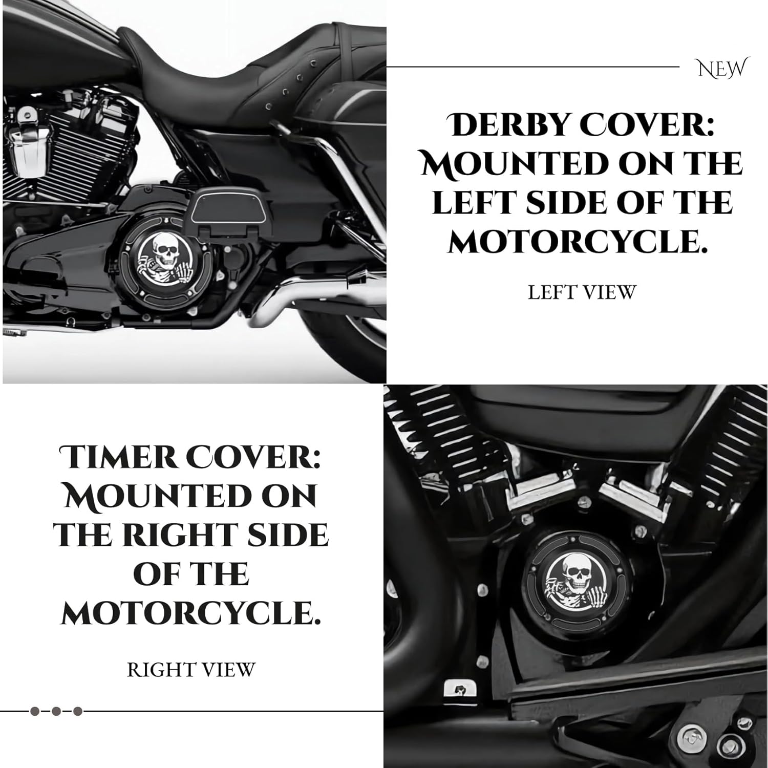 Skull Derby Timer Chain Inspection Cover & Titanium Bolts for Harley Sportster Iron XL 883 1200 Forty Eight Seventy Two 48 72 Nightster Roadster 2004-Late