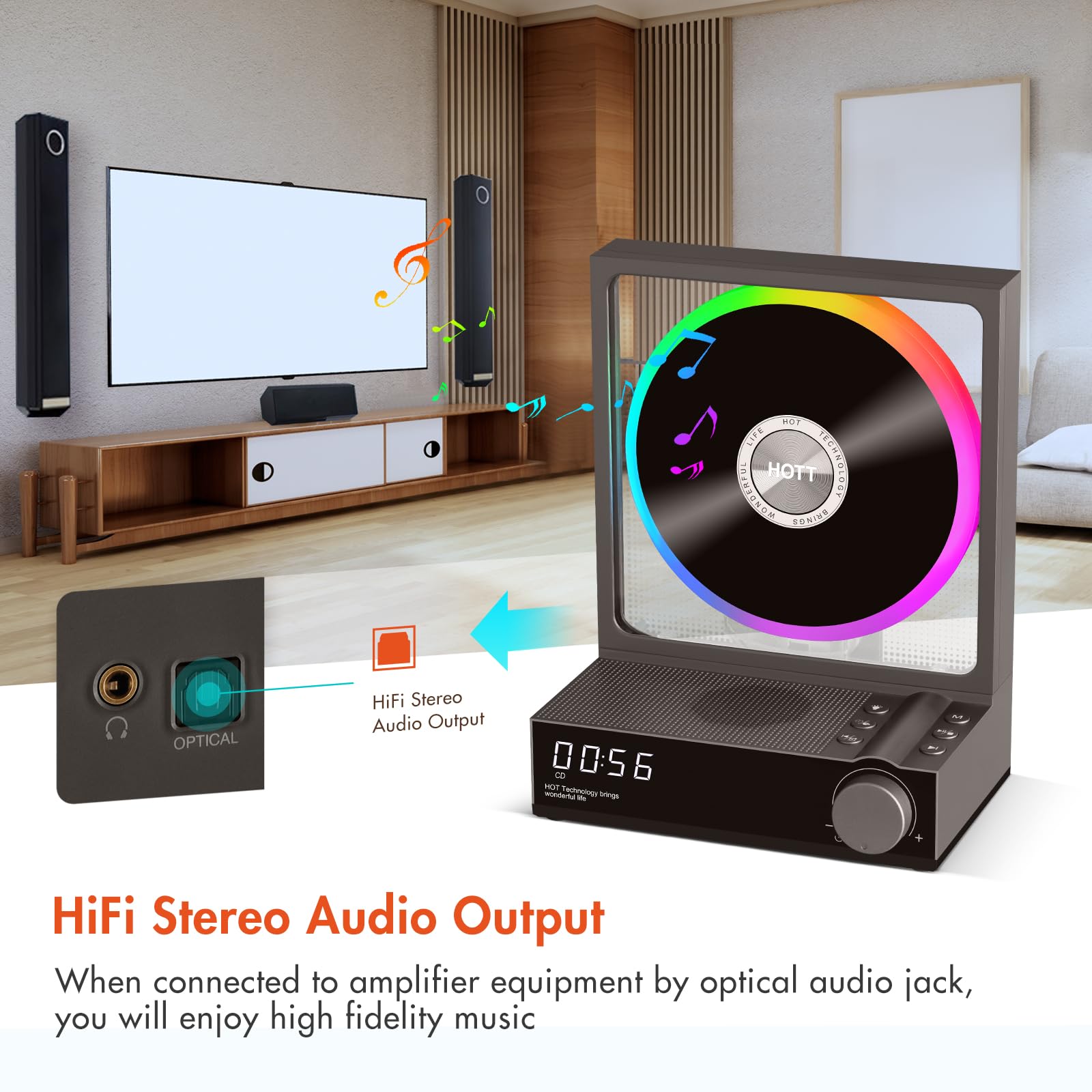 Portable CD/DVD Player with Burner and USB, Black (Grey, 229