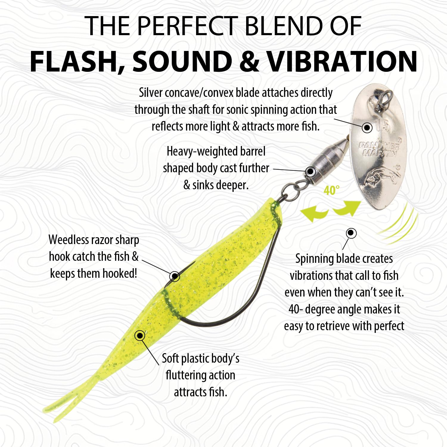 Panther Martin PMWRS_9WR_CSF Weed Runner Saltwater/Freshwater Spinner Fishing Lure - Silver Chartreuse Silver Flake - 9WR (3/8 oz)