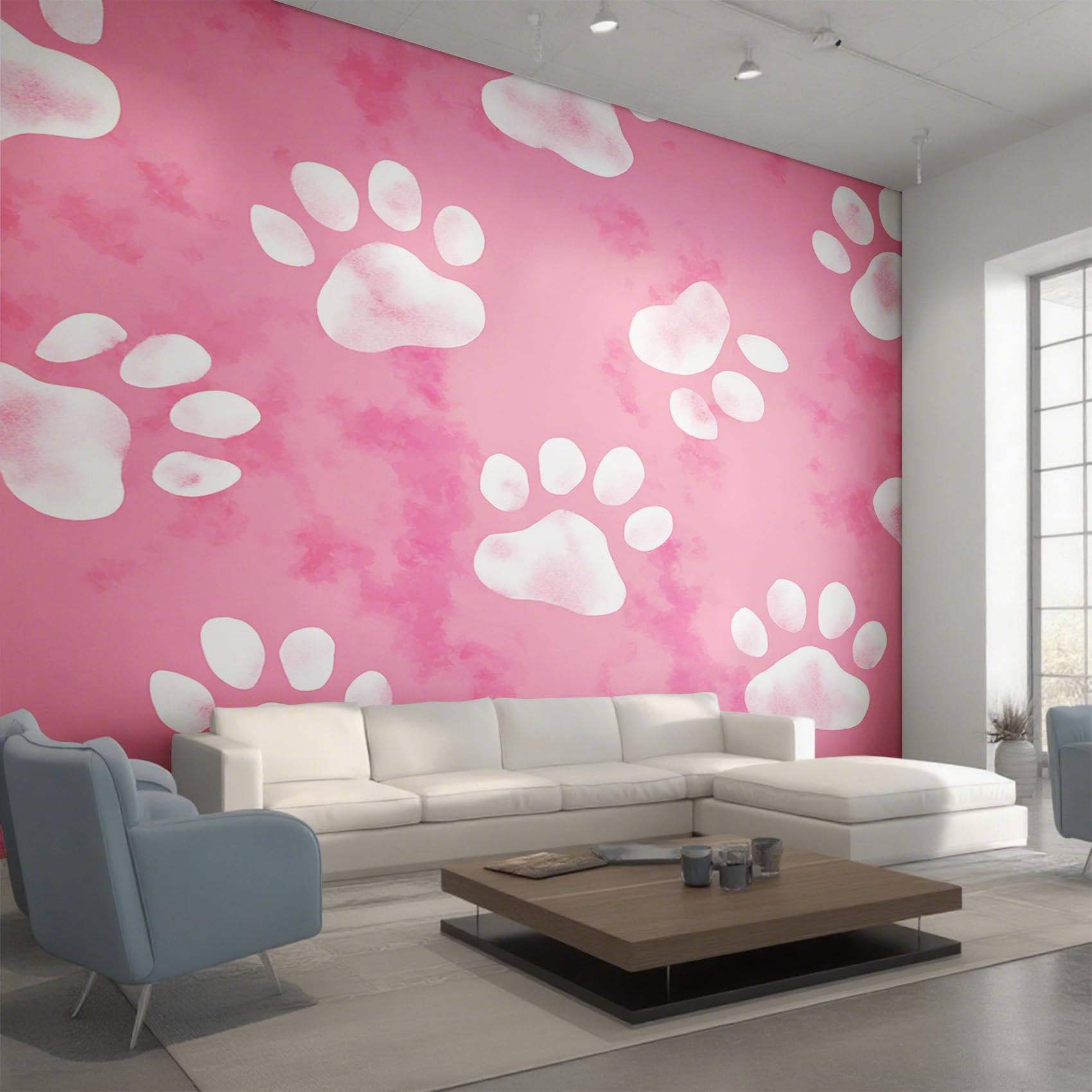 Papier peint patte de chien rose pour créer un cocon de douceur à la maison