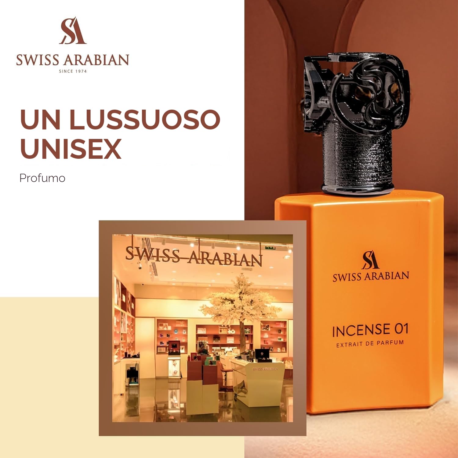Swiss Arabian Incense 01 Extrait De Profumo Unisex 50 ML - Una fusione mistica di incenso fumoso, legni caldi ed eleganza speziata - Incantevole profumo speziato e legnoso