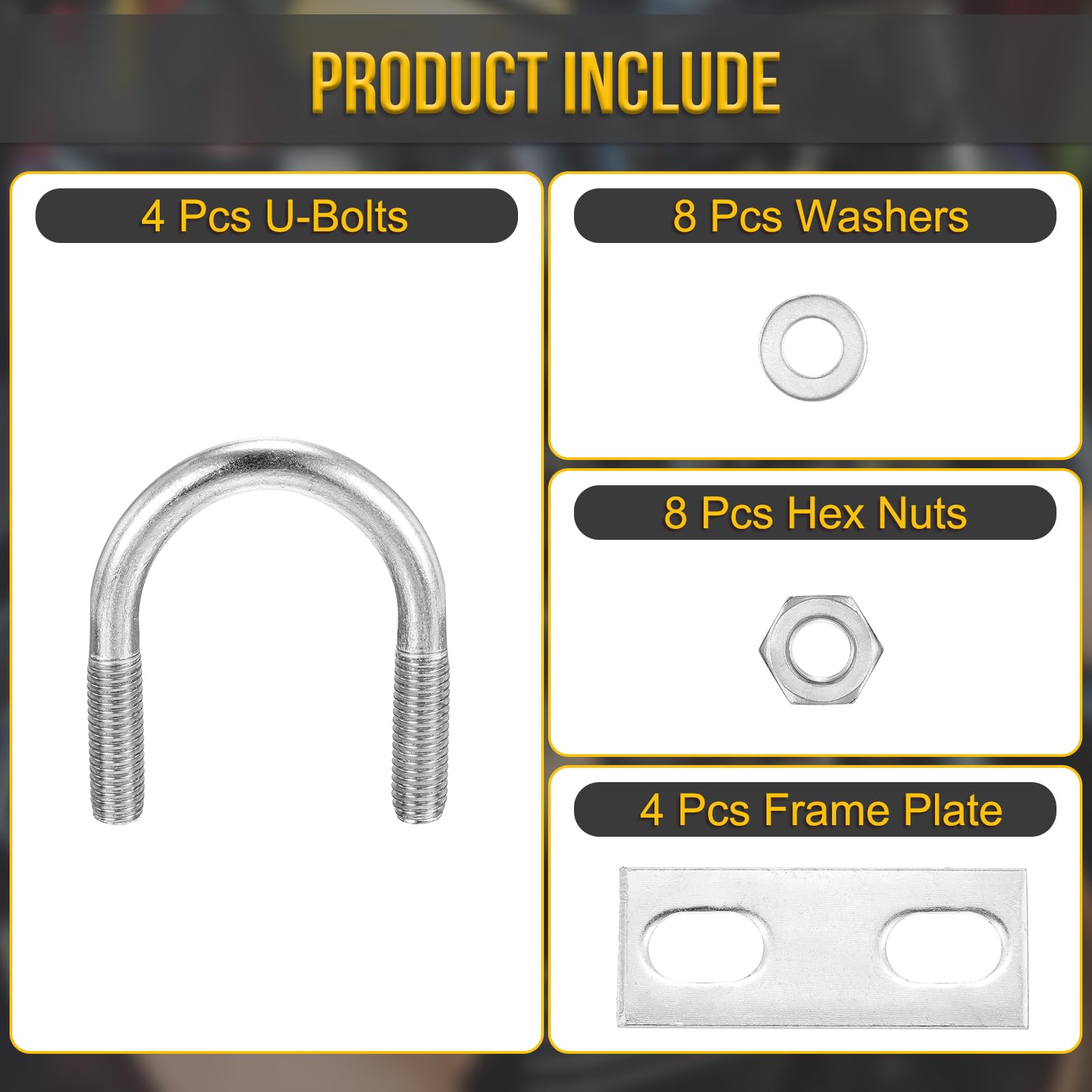 DTGN M10x42x73mm U Bolts Round Kit, 4Set, 304 Stainless Steel U-Bolt Kit with Nuts, Washers, Frame Plate, Good for DN25 Pipe - Image 3