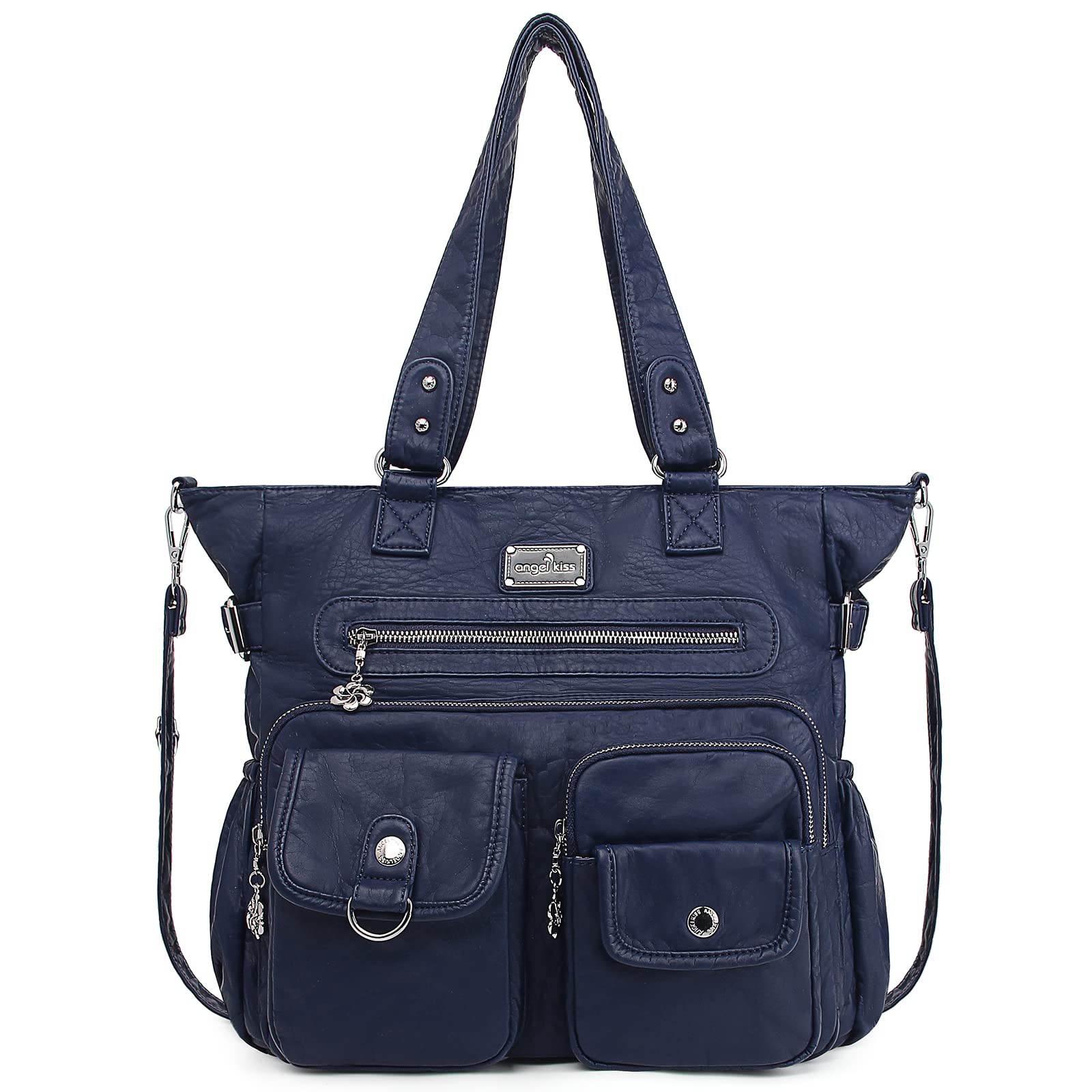 Angelkiss - Bolsos de mano para mujer, de poliuretano, con bolsillos, para hombro | Poliuretano