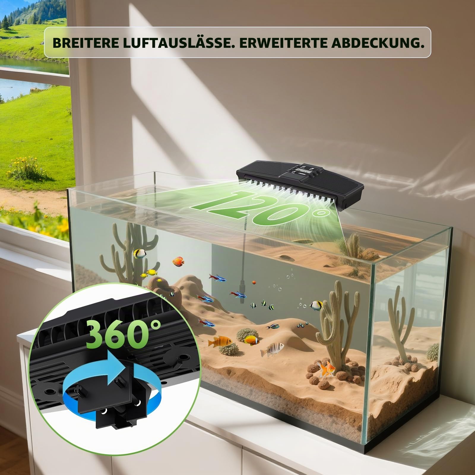 PAIZOO Aquarium-Kühlventilator, Aquarium-Kühlventilator mit Temperatursonde & LCD-Display, Aquariumkühler, Wasserkühler für Axolotl Betta Fischzubehör, 7 W