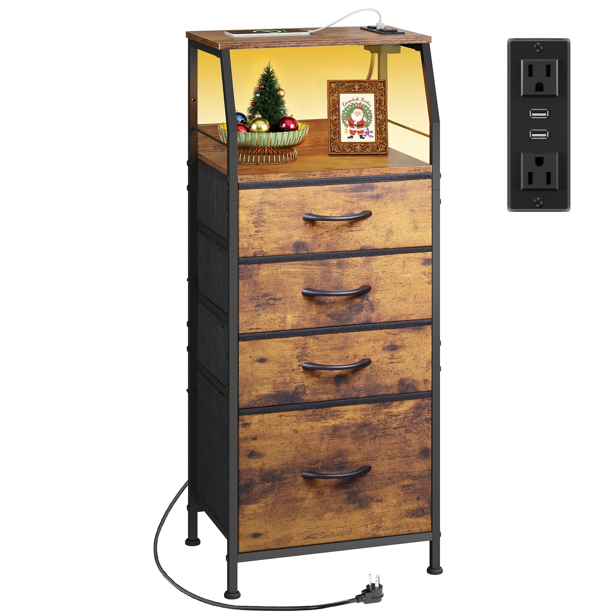 その他 Narrow Dresser Featuring Table Lighting Amazon.com: Furnulem 5 Drawer Dresser for Bedroom, Tall Nightstand