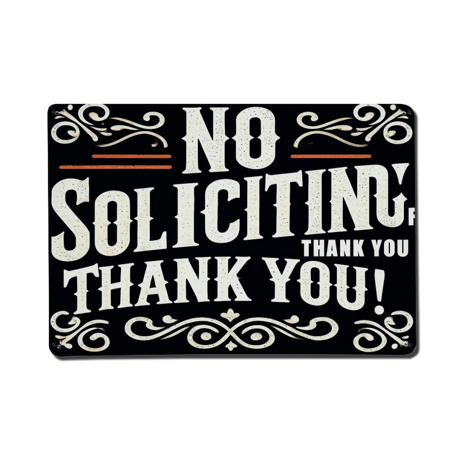 No Soliciting Thank You Vintage Tin Sign Retro Metal Wall Decor Metal Poster, Home Bar Garage Farmhouse Cafe Wall Art Decoration 8x12Inches